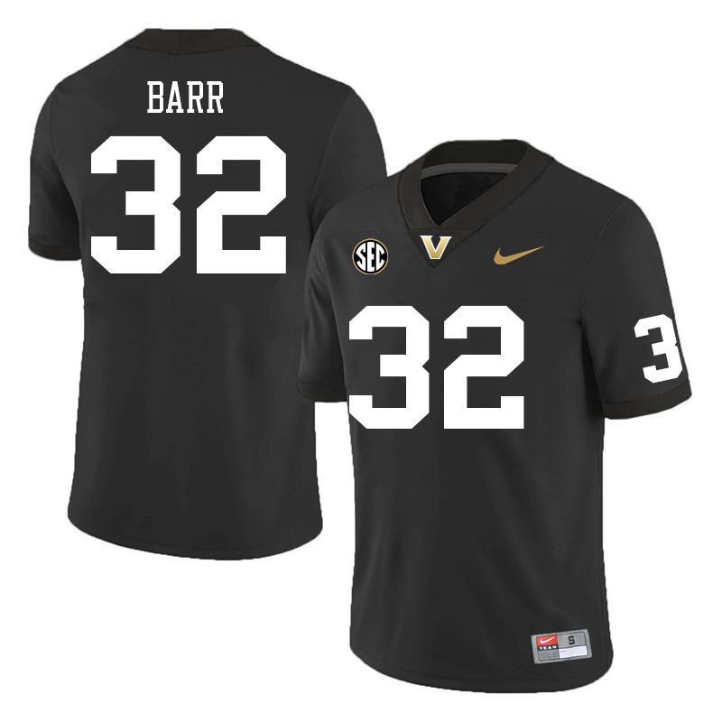 Vanderbilt Commodores #32 Ethan Barr College Football Jerseys Sale Stitched-Black